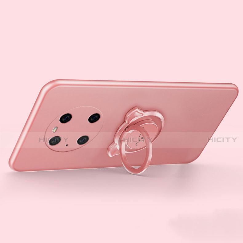 Funda Silicona Carcasa Ultrafina Goma con Magnetico Anillo de dedo Soporte T01 para Huawei Mate 40 Pro