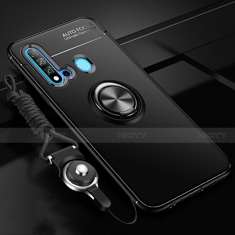 Funda Silicona Carcasa Ultrafina Goma con Magnetico Anillo de dedo Soporte T01 para Huawei Nova 5i