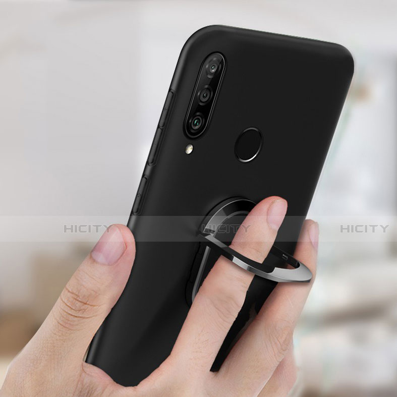 Funda Silicona Carcasa Ultrafina Goma con Magnetico Anillo de dedo Soporte T01 para Huawei P Smart+ Plus (2019)