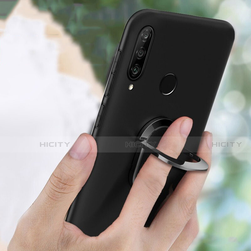 Funda Silicona Carcasa Ultrafina Goma con Magnetico Anillo de dedo Soporte T01 para Huawei P30 Lite New Edition