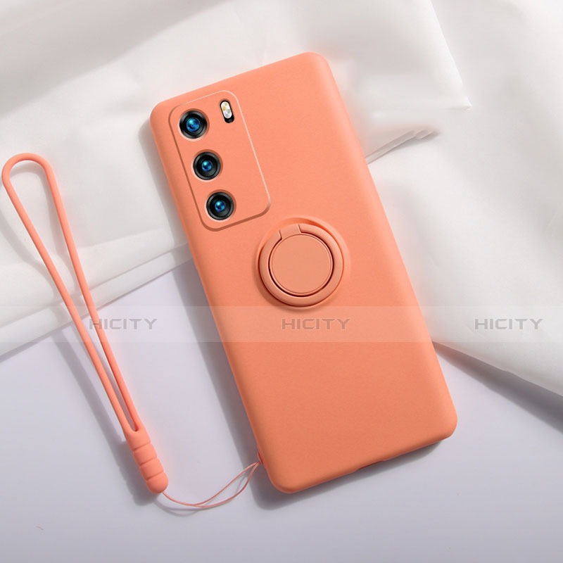 Funda Silicona Carcasa Ultrafina Goma con Magnetico Anillo de dedo Soporte T01 para Huawei P40