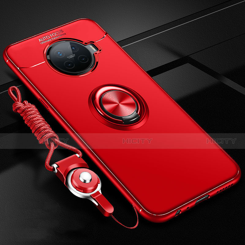 Funda Silicona Carcasa Ultrafina Goma con Magnetico Anillo de dedo Soporte T01 para Oppo Ace2 Rojo