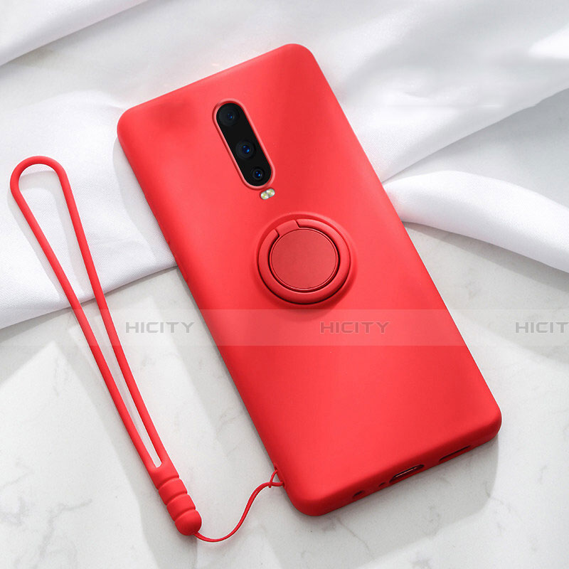 Funda Silicona Carcasa Ultrafina Goma con Magnetico Anillo de dedo Soporte T01 para Oppo R17 Pro