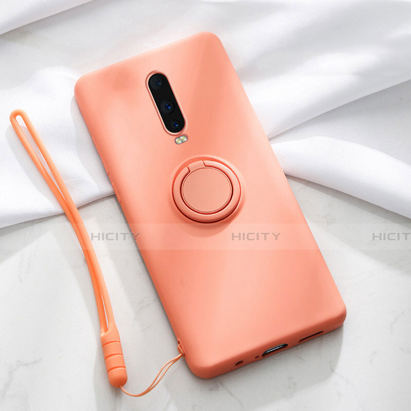 Funda Silicona Carcasa Ultrafina Goma con Magnetico Anillo de dedo Soporte T01 para Oppo R17 Pro