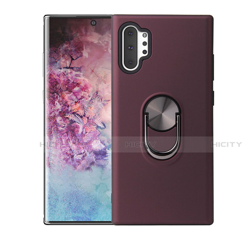 Funda Silicona Carcasa Ultrafina Goma con Magnetico Anillo de dedo Soporte T01 para Samsung Galaxy Note 10 Plus