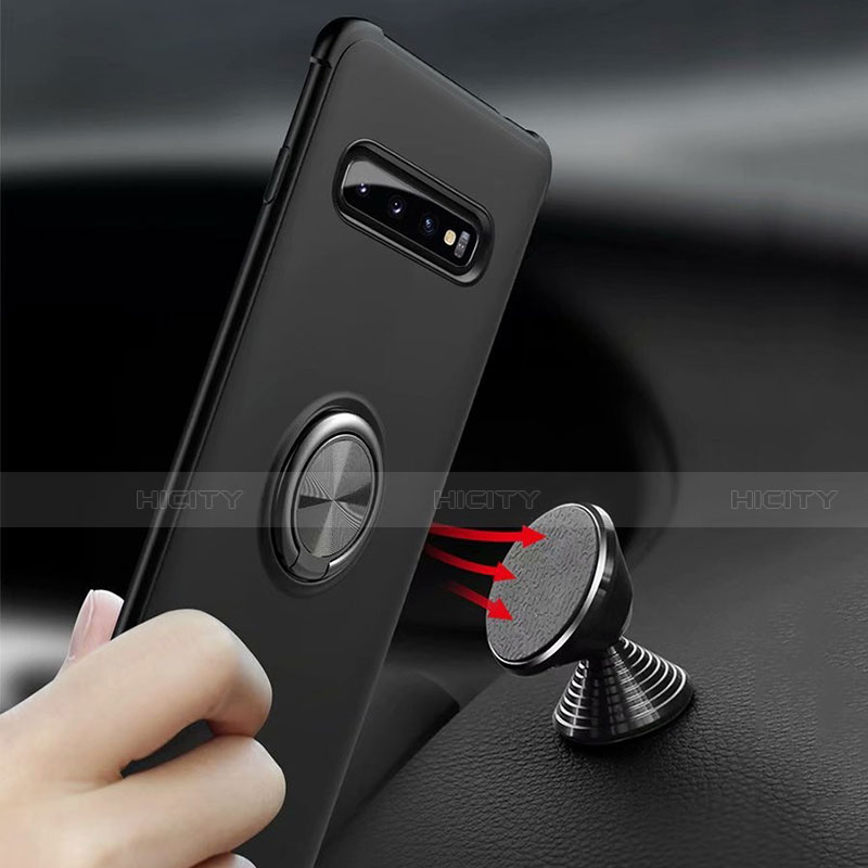 Funda Silicona Carcasa Ultrafina Goma con Magnetico Anillo de dedo Soporte T01 para Samsung Galaxy S10