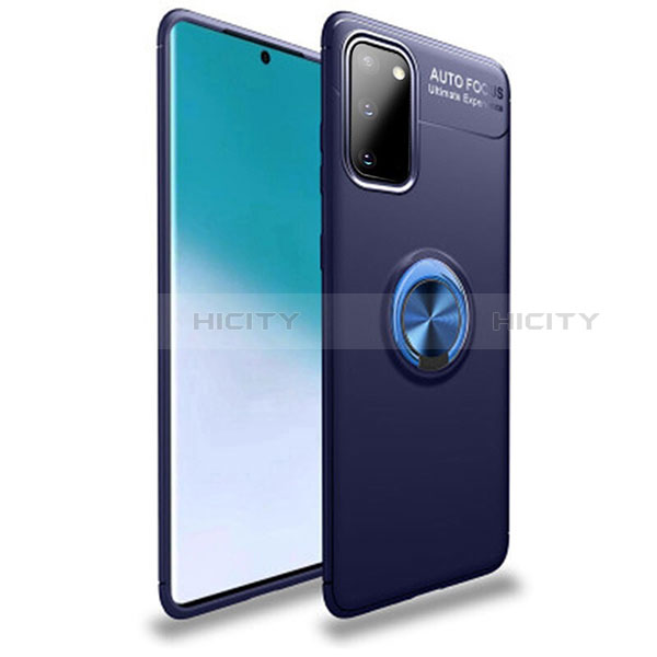 Funda Silicona Carcasa Ultrafina Goma con Magnetico Anillo de dedo Soporte T01 para Samsung Galaxy S20 5G Azul