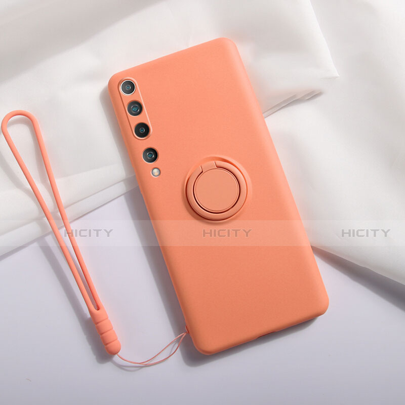 Funda Silicona Carcasa Ultrafina Goma con Magnetico Anillo de dedo Soporte T01 para Xiaomi Mi 10