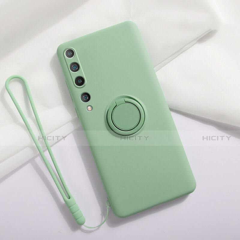 Funda Silicona Carcasa Ultrafina Goma con Magnetico Anillo de dedo Soporte T01 para Xiaomi Mi 10 Cian