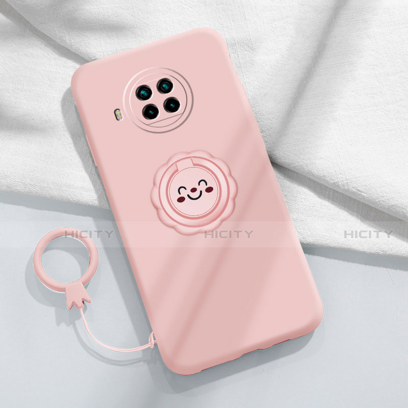 Funda Silicona Carcasa Ultrafina Goma con Magnetico Anillo de dedo Soporte T01 para Xiaomi Mi 10T Lite 5G Rosa