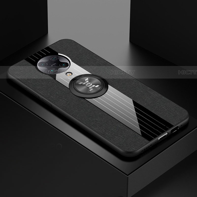 Funda Silicona Carcasa Ultrafina Goma con Magnetico Anillo de dedo Soporte T01 para Xiaomi Poco F2 Pro Negro