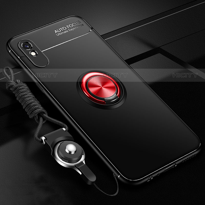 Funda Silicona Carcasa Ultrafina Goma con Magnetico Anillo de dedo Soporte T01 para Xiaomi Redmi 9AT