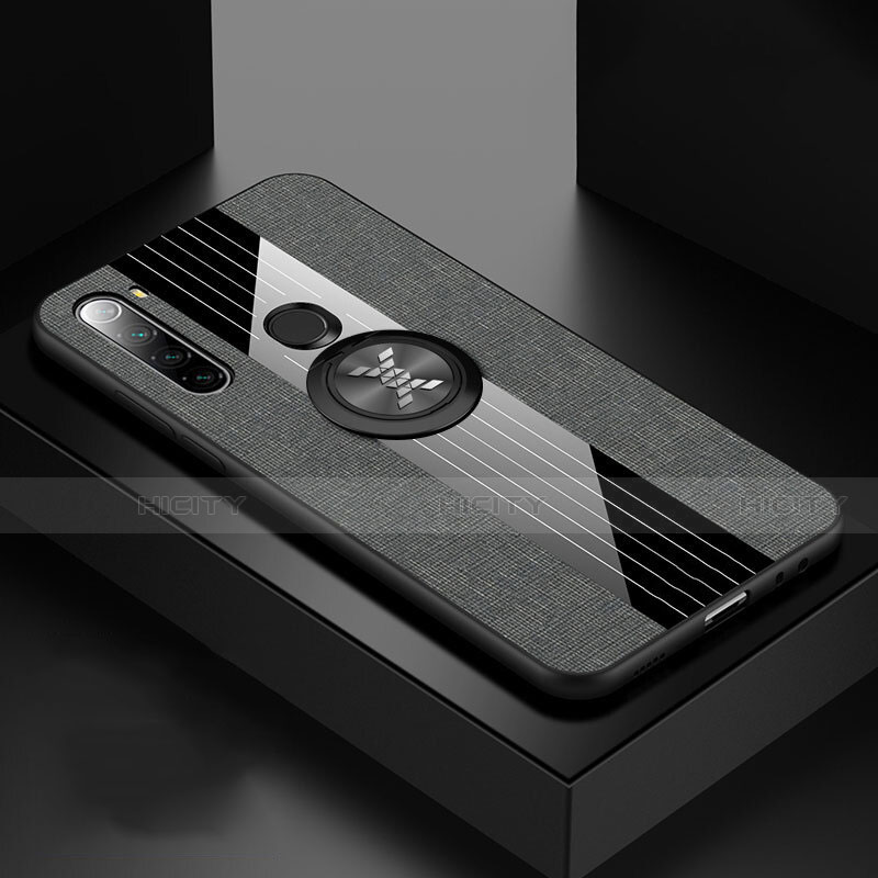 Funda Silicona Carcasa Ultrafina Goma con Magnetico Anillo de dedo Soporte T01 para Xiaomi Redmi Note 8 (2021) Gris