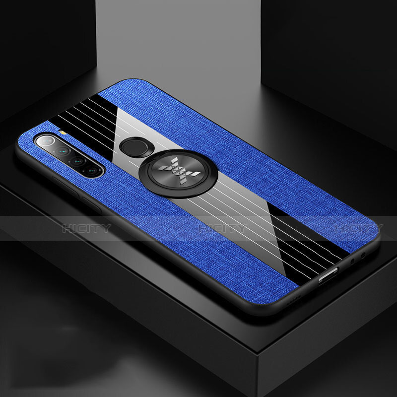 Funda Silicona Carcasa Ultrafina Goma con Magnetico Anillo de dedo Soporte T01 para Xiaomi Redmi Note 8 Azul