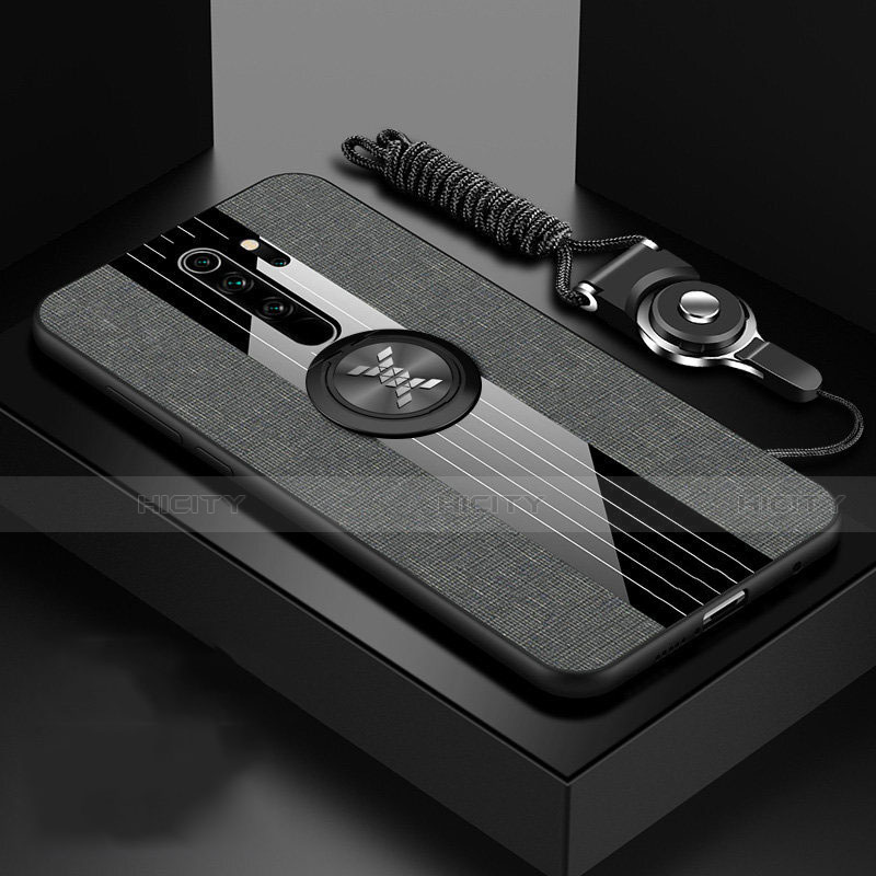 Funda Silicona Carcasa Ultrafina Goma con Magnetico Anillo de dedo Soporte T01 para Xiaomi Redmi Note 8 Pro Gris