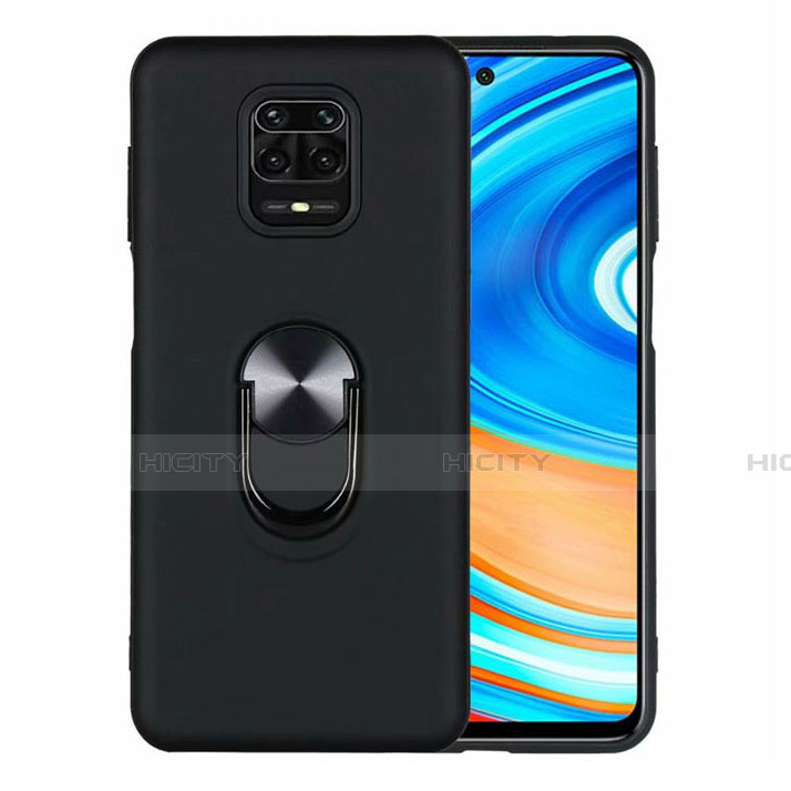 Funda Silicona Carcasa Ultrafina Goma con Magnetico Anillo de dedo Soporte T01 para Xiaomi Redmi Note 9 Pro Max