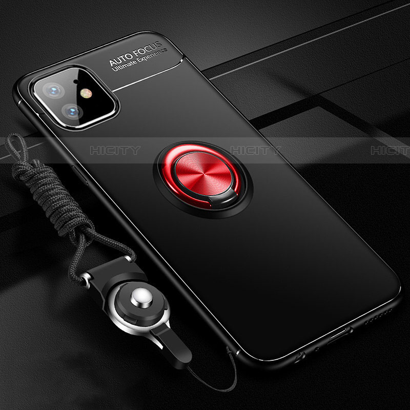 Funda Silicona Carcasa Ultrafina Goma con Magnetico Anillo de dedo Soporte T02 para Apple iPhone 11