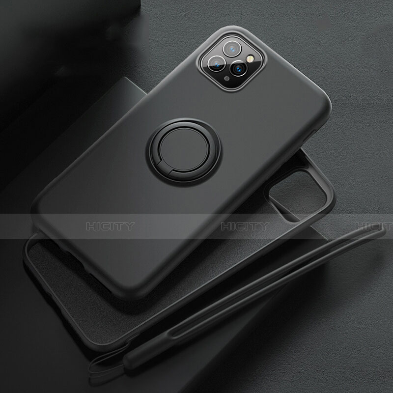 Funda Silicona Carcasa Ultrafina Goma con Magnetico Anillo de dedo Soporte T02 para Apple iPhone 11 Pro
