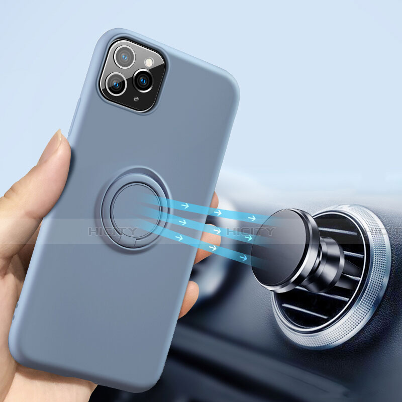 Funda Silicona Carcasa Ultrafina Goma con Magnetico Anillo de dedo Soporte T02 para Apple iPhone 11 Pro