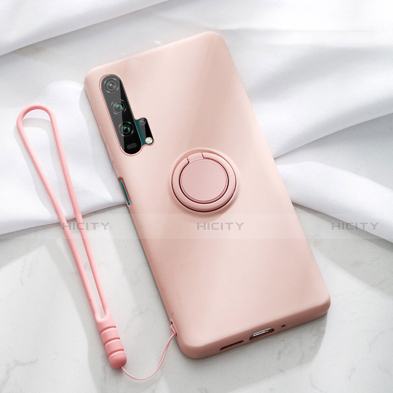 Funda Silicona Carcasa Ultrafina Goma con Magnetico Anillo de dedo Soporte T02 para Huawei Honor 20 Pro