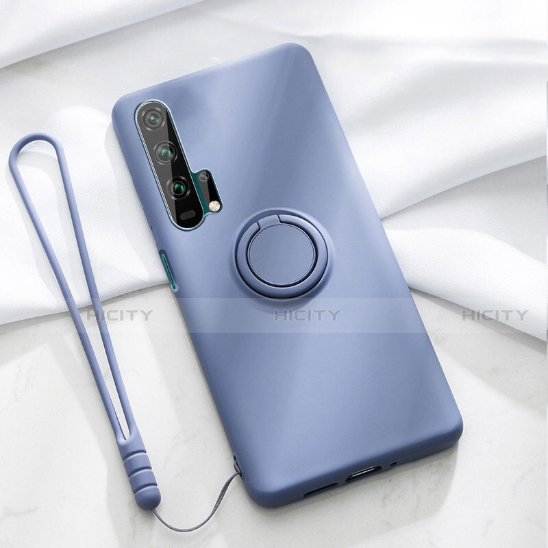 Funda Silicona Carcasa Ultrafina Goma con Magnetico Anillo de dedo Soporte T02 para Huawei Honor 20 Pro