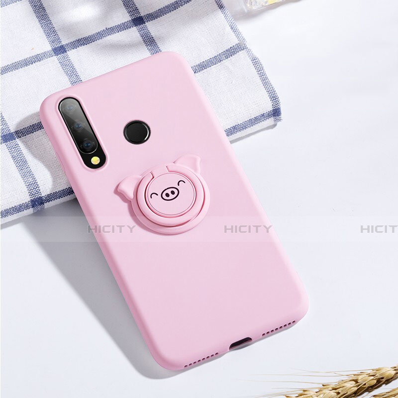 Funda Silicona Carcasa Ultrafina Goma con Magnetico Anillo de dedo Soporte T02 para Huawei Honor 20E