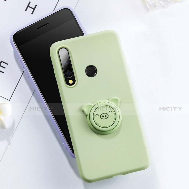 Funda Silicona Carcasa Ultrafina Goma con Magnetico Anillo de dedo Soporte T02 para Huawei P Smart+ Plus (2019) Verde