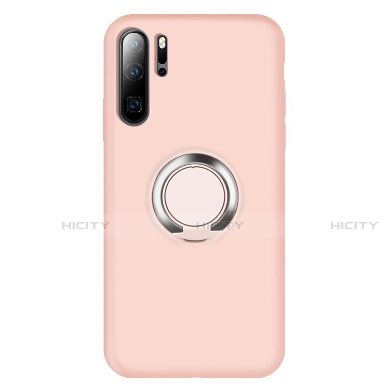 Funda Silicona Carcasa Ultrafina Goma con Magnetico Anillo de dedo Soporte T02 para Huawei P30 Pro New Edition