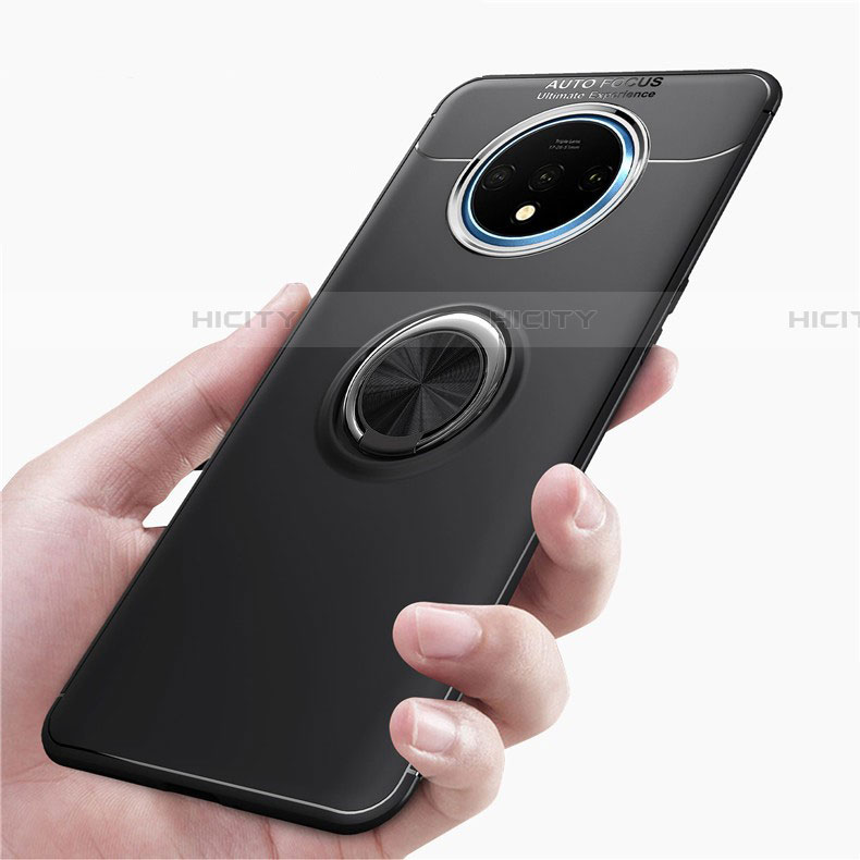 Funda Silicona Carcasa Ultrafina Goma con Magnetico Anillo de dedo Soporte T02 para OnePlus 7T