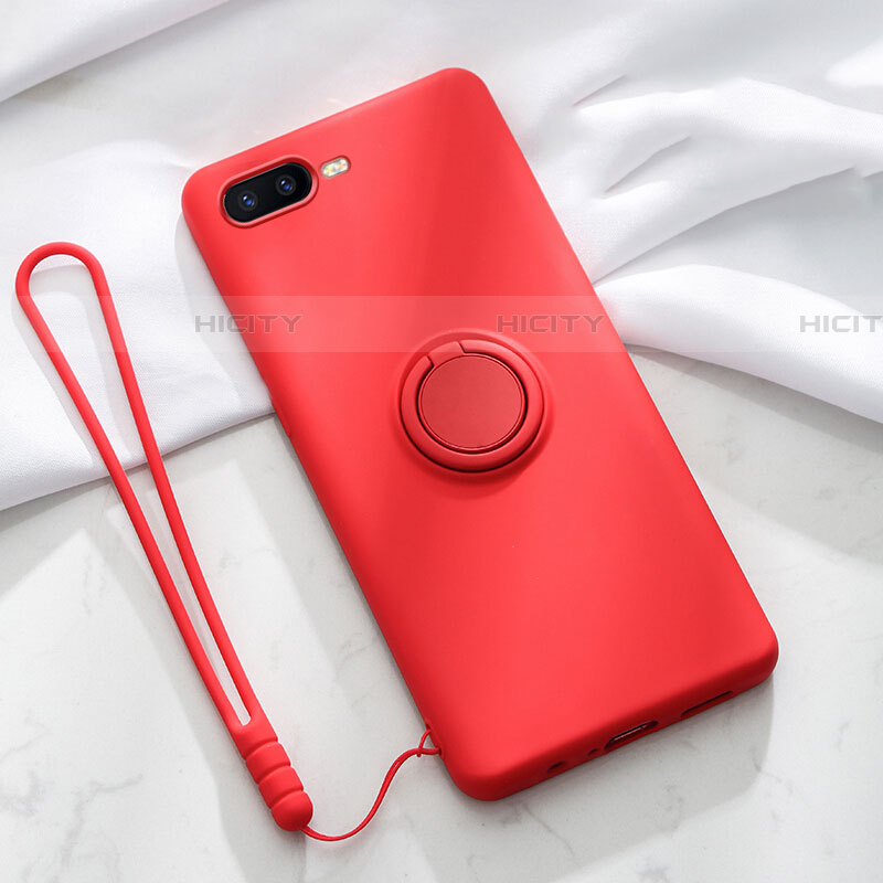 Funda Silicona Carcasa Ultrafina Goma con Magnetico Anillo de dedo Soporte T02 para Oppo RX17 Neo