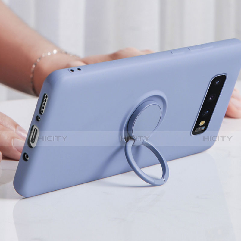 Funda Silicona Carcasa Ultrafina Goma con Magnetico Anillo de dedo Soporte T02 para Samsung Galaxy S10 5G