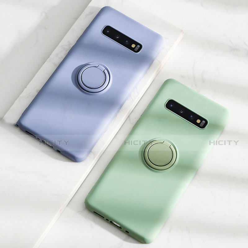 Funda Silicona Carcasa Ultrafina Goma con Magnetico Anillo de dedo Soporte T02 para Samsung Galaxy S10 5G