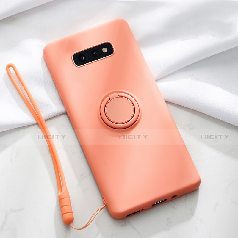 Funda Silicona Carcasa Ultrafina Goma con Magnetico Anillo de dedo Soporte T02 para Samsung Galaxy S10e