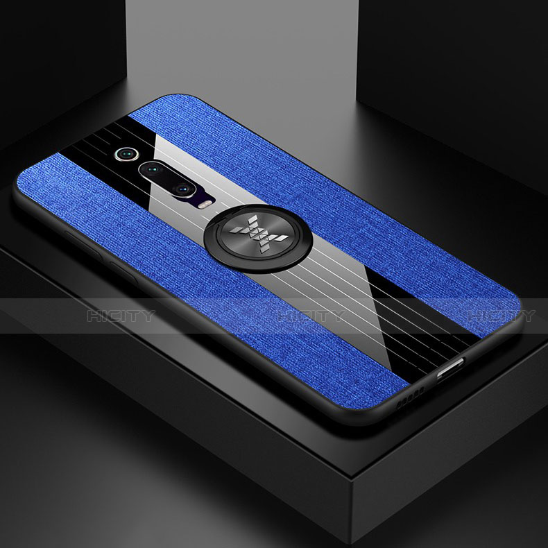 Funda Silicona Carcasa Ultrafina Goma con Magnetico Anillo de dedo Soporte T02 para Xiaomi Mi 9T Pro