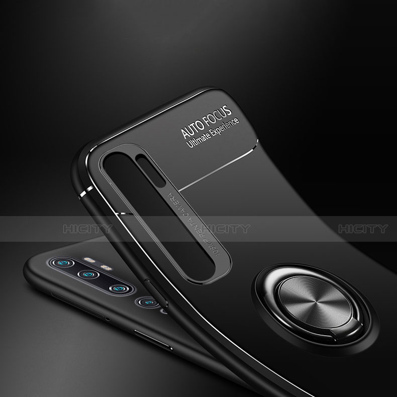 Funda Silicona Carcasa Ultrafina Goma con Magnetico Anillo de dedo Soporte T02 para Xiaomi Mi Note 10