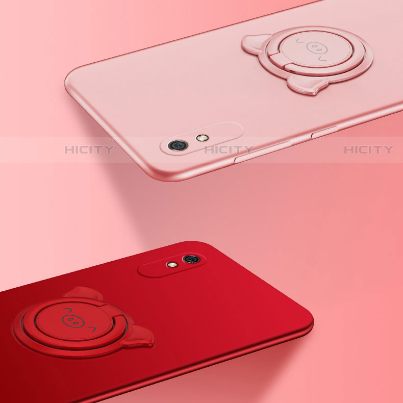 Funda Silicona Carcasa Ultrafina Goma con Magnetico Anillo de dedo Soporte T02 para Xiaomi Redmi 9A