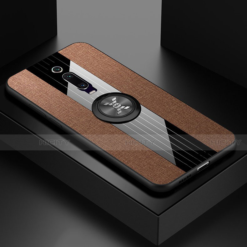 Funda Silicona Carcasa Ultrafina Goma con Magnetico Anillo de dedo Soporte T02 para Xiaomi Redmi K20 Pro