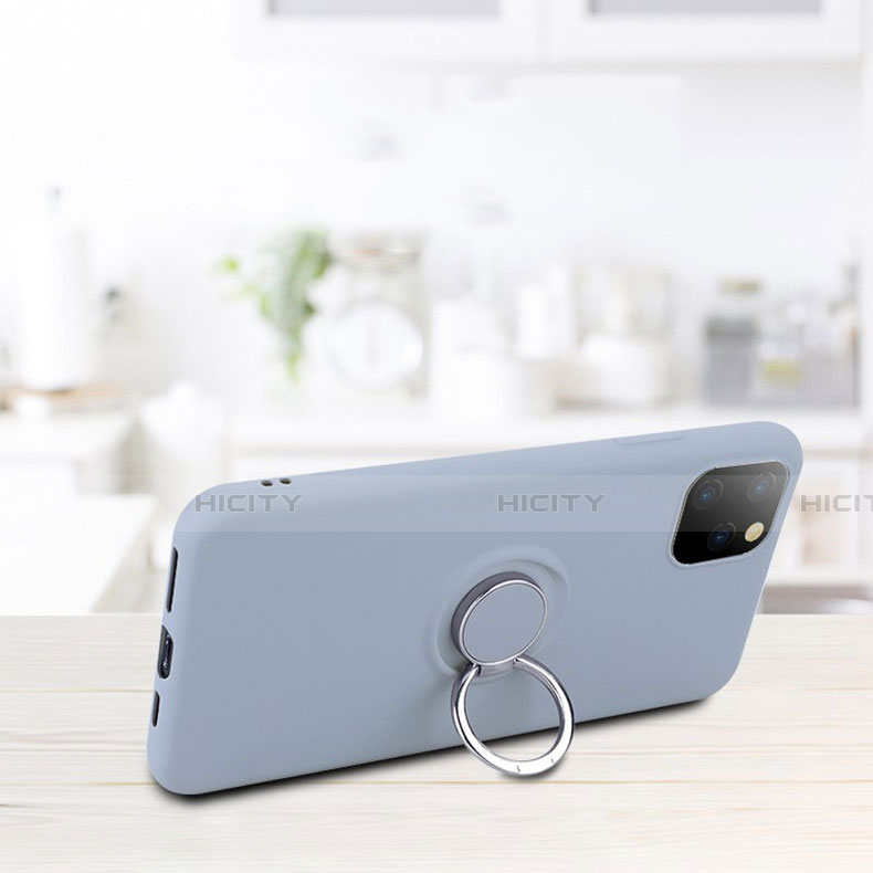 Funda Silicona Carcasa Ultrafina Goma con Magnetico Anillo de dedo Soporte T03 para Apple iPhone 11 Pro