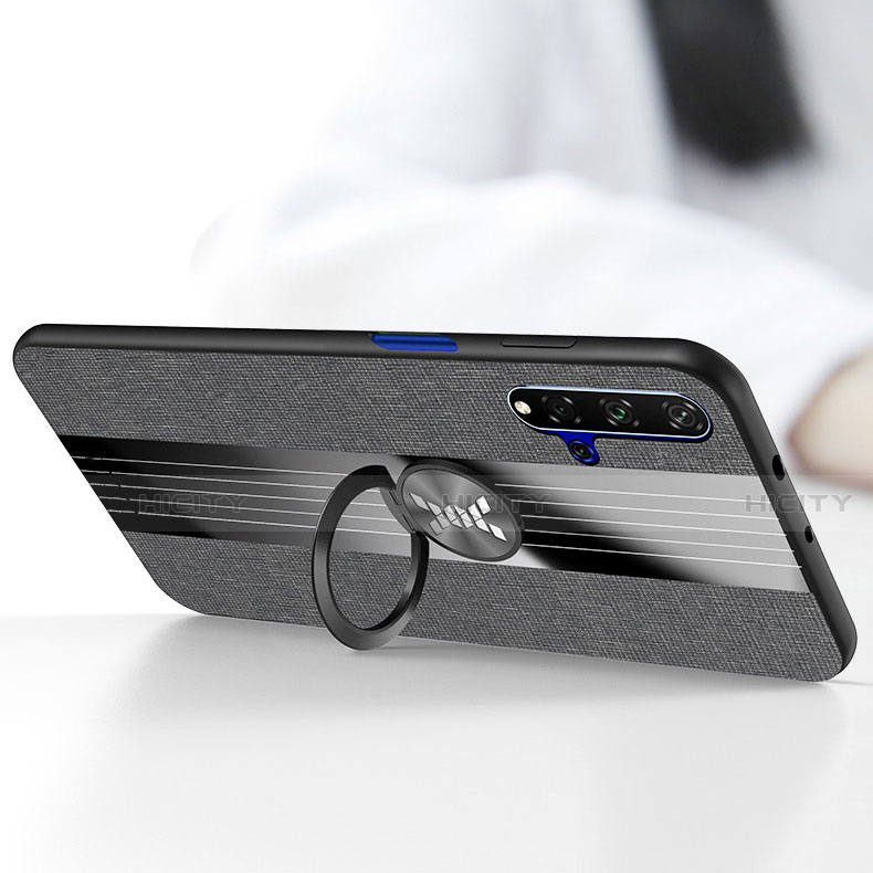 Funda Silicona Carcasa Ultrafina Goma con Magnetico Anillo de dedo Soporte T03 para Huawei Honor 20
