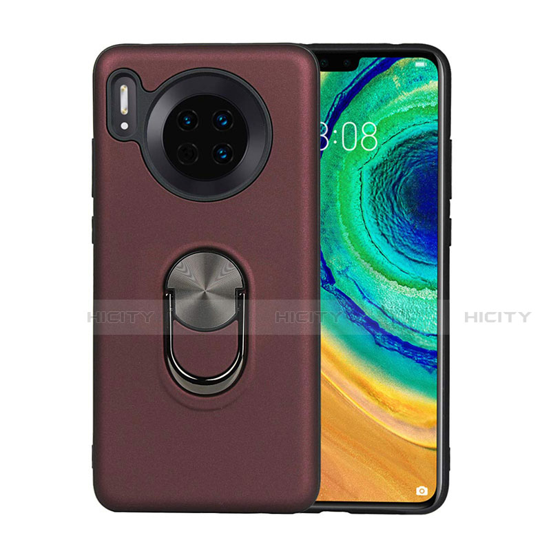 Funda Silicona Carcasa Ultrafina Goma con Magnetico Anillo de dedo Soporte T03 para Huawei Mate 30 Pro Marron