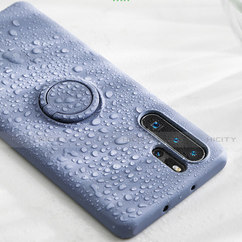 Funda Silicona Carcasa Ultrafina Goma con Magnetico Anillo de dedo Soporte T03 para Huawei P30 Pro New Edition