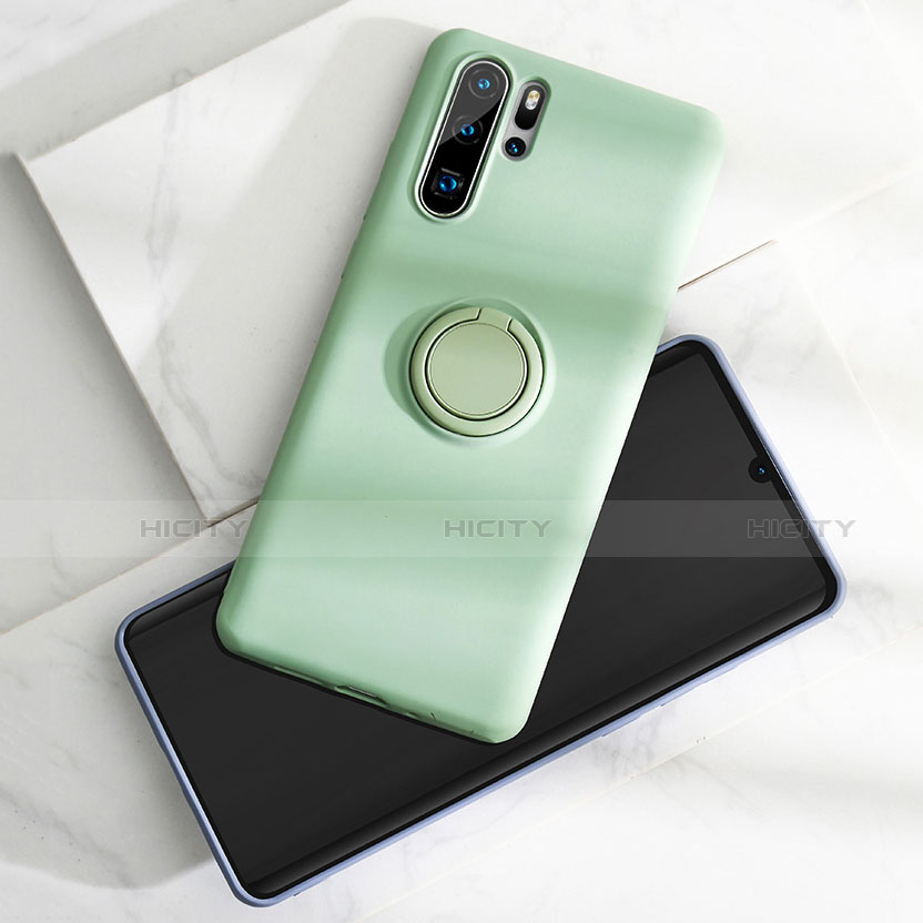 Funda Silicona Carcasa Ultrafina Goma con Magnetico Anillo de dedo Soporte T03 para Huawei P30 Pro New Edition