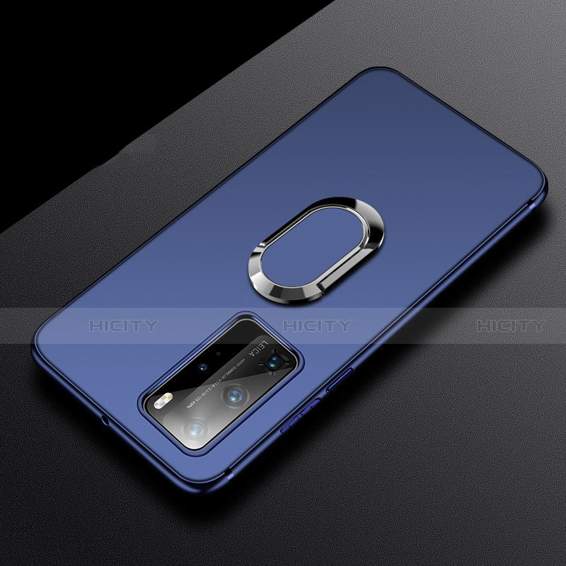 Funda Silicona Carcasa Ultrafina Goma con Magnetico Anillo de dedo Soporte T03 para Huawei P40 Pro