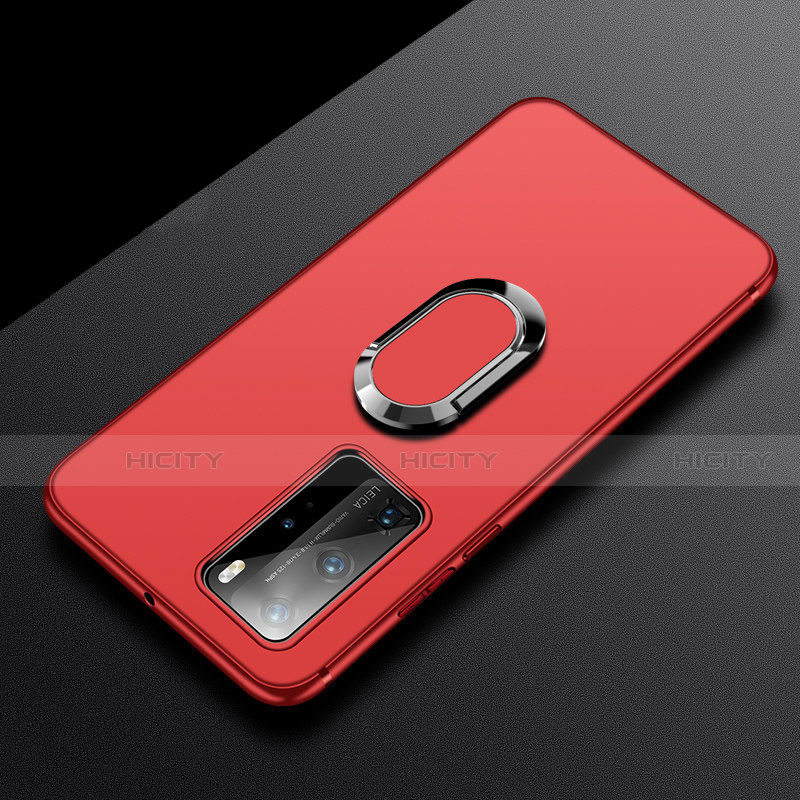 Funda Silicona Carcasa Ultrafina Goma con Magnetico Anillo de dedo Soporte T03 para Huawei P40 Pro