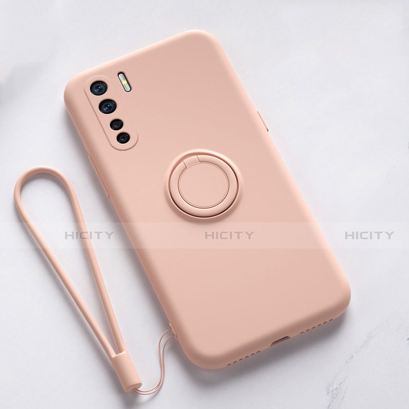 Funda Silicona Carcasa Ultrafina Goma con Magnetico Anillo de dedo Soporte T03 para Oppo Find X2 Lite