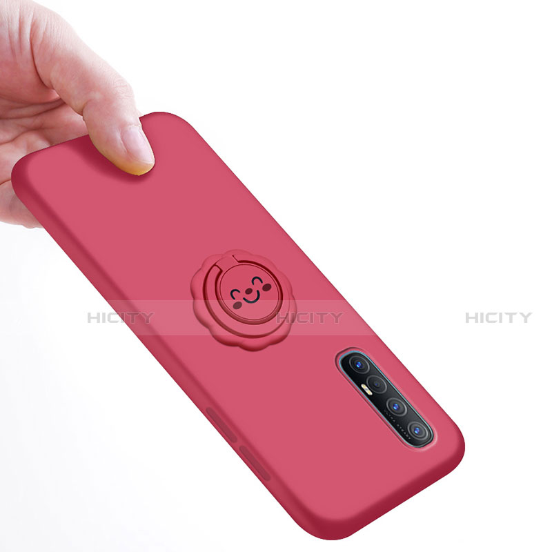 Funda Silicona Carcasa Ultrafina Goma con Magnetico Anillo de dedo Soporte T03 para Oppo Reno3 Pro