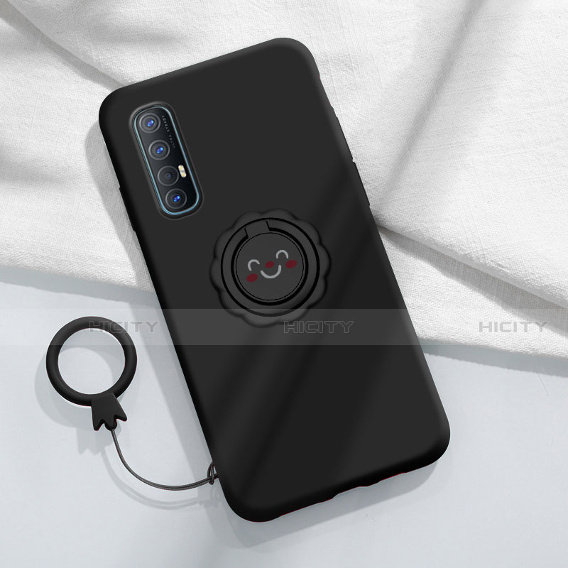 Funda Silicona Carcasa Ultrafina Goma con Magnetico Anillo de dedo Soporte T03 para Oppo Reno3 Pro