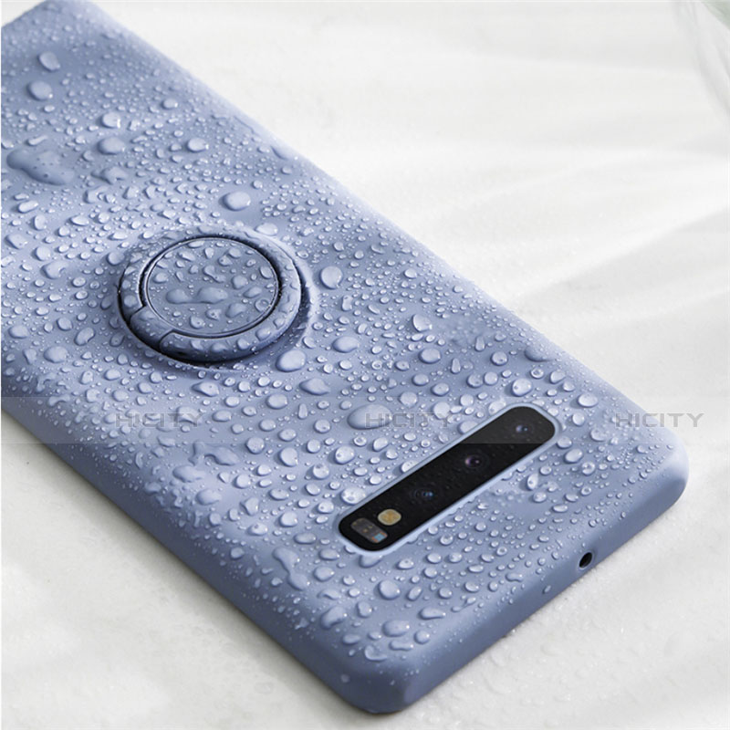 Funda Silicona Carcasa Ultrafina Goma con Magnetico Anillo de dedo Soporte T03 para Samsung Galaxy S10 Plus