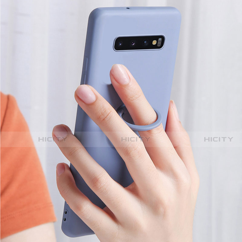 Funda Silicona Carcasa Ultrafina Goma con Magnetico Anillo de dedo Soporte T03 para Samsung Galaxy S10 Plus