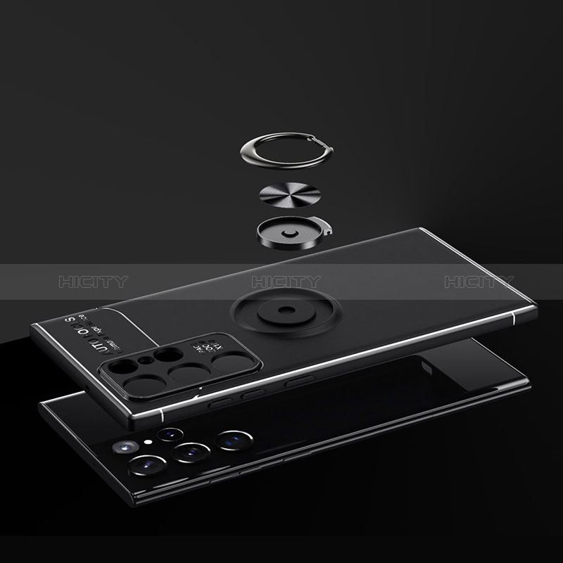 Funda Silicona Carcasa Ultrafina Goma con Magnetico Anillo de dedo Soporte T03 para Samsung Galaxy S24 Ultra 5G